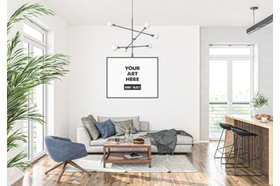 Interior scene artwork background frame mockup