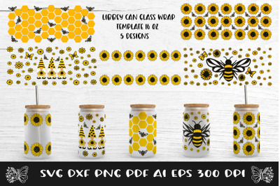 Glass Can Wrap Sunflower SVG Bundle. Libbey Can Glass Wrap.