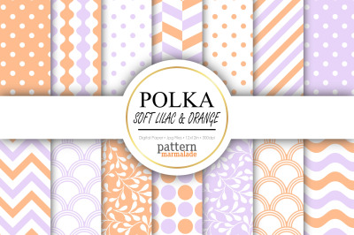 Polka Soft Lilac And Orange Digital Paper - BV050B