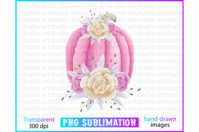 watercolor pink fall sublimation, pumpkin sublimation