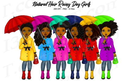 Rainy Day Black Girls Clipart Women with umbrellas PNG