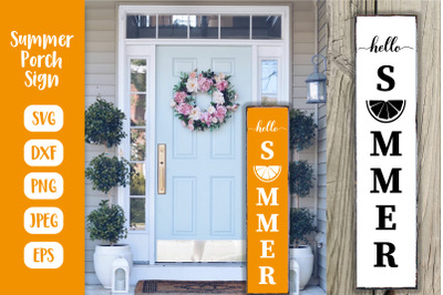 Hello Summer Welcome Porch Sign. Vertical Front Sign SVG