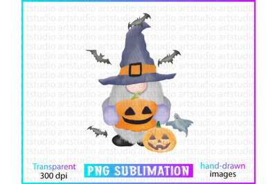 Watercolor Halloween Clipart, Halloween Sublimation PNG
