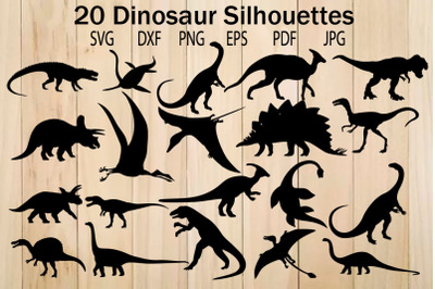 Dinosaur Vector Silhouette SVG Bundle