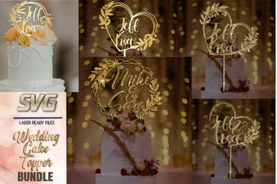 Wedding Cake Topper SVG Bundle 6 Wedding Laser Cut Files