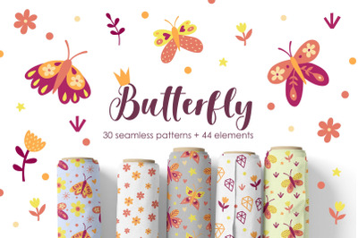Butterfly seamless patterns collection