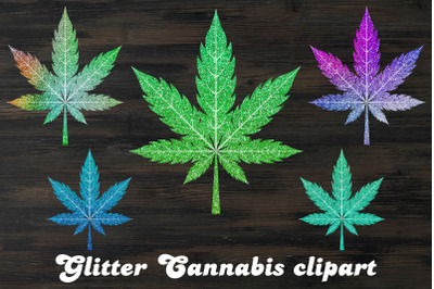 Glitter cannabis clipart