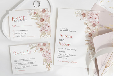 Floral Wedding Set Editable Invitation Template Cards