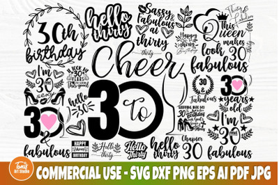 30th Birthday SVG, Happy Birthday Svg, Thirty Svg, Png, Dxf, Eps, Ai,