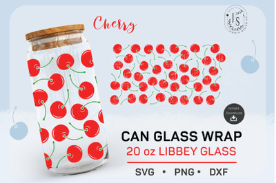 20oz Cherry SVG, Fruit Can Glass Full Wrap Seamless