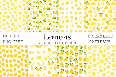 Lemon seamless pattern. Lemon background. Lemon SVG