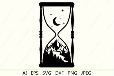 Hourglass and nature silhoueette svg, Outdoors, Landscape