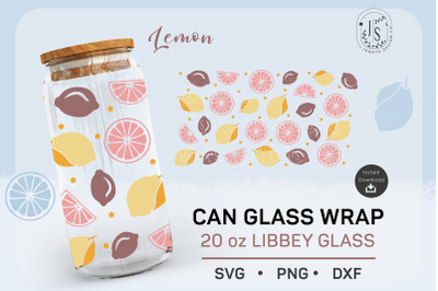 20oz Lemon SVG, Fruit Can Glass Full Wrap Seamless