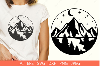 Outdoors clipart, Nature silhouette dxf, Travel t-shirt svg,