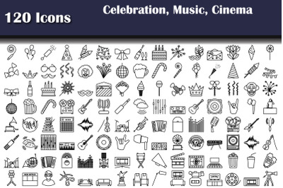 Set Of 120 Icons Party, Music, Cinema Icons