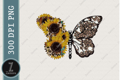 Butterfly Sunflower Western Sublimation