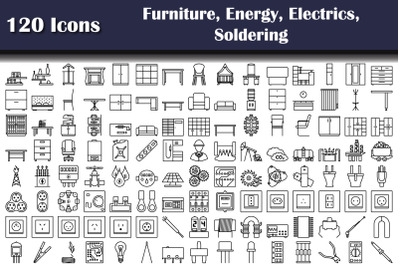 Set Of 120 Furniture&2C; Energy&2C; Electrics&2C; Soldering Icons