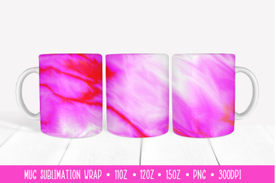 Neon Mug Sublimation Design. Hot Pink Marble Mug Wrap