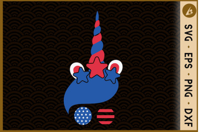 4th Of July Unicorn American Flag