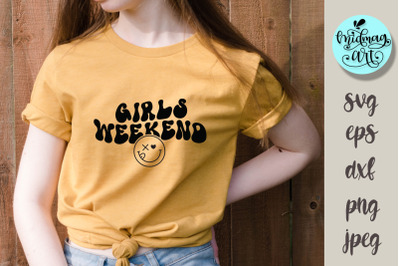 Girls weekend SVG PNG EPS dxf jpeg, wavy text SVG, groovy svg, mirror