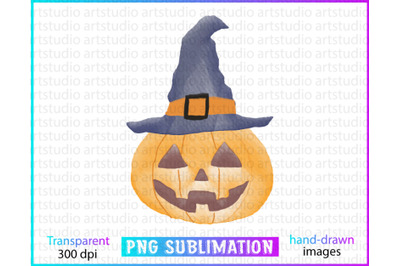 Watercolor Pumpkin, Halloween Pumpkin Sublimation