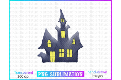 Halloween House Sublimation, Watercolor Halloween Sublimation