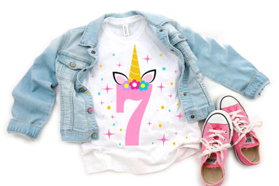 7th Birthday Svg, 7th birthday unicorn svg, 7th Girl Birthday  Svg, Bi