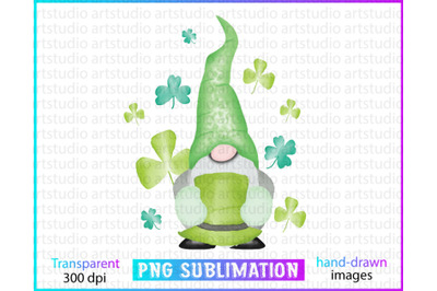 watercolor gnome&2C; st patricks gnome sublimation