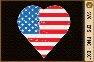 American Flag Heart 4th Of July