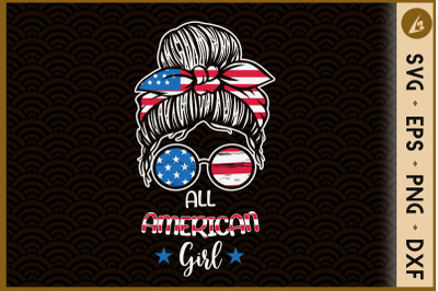 All American Girls 4th of July Messy Bun