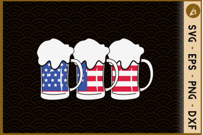 Beer American Flag 4th of July Merica US