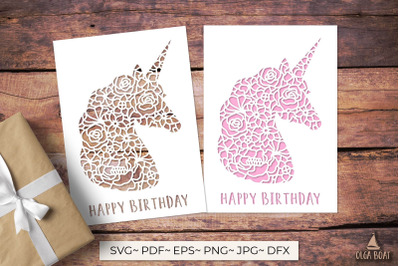 3d unicorn birthday card papercut, Birthday card Girl
