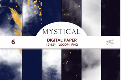 Mystical Digital paper Watercolor with gold backgrounds