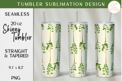 Watercolor Forest Tumbler Sublimation. Summer Pine Trees Tumbler Wrap