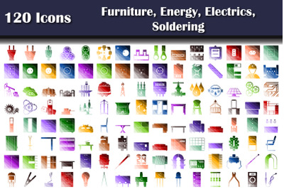 Set Of 120 Furniture, Energy, Electrics, Soldering Icons