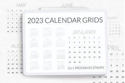 2023 Calendar grids stamps for Procreate