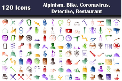 120 Icons Of Alpinism&2C; Bike&2C; Coronavirus&2C; Detective&2C; Restaurant