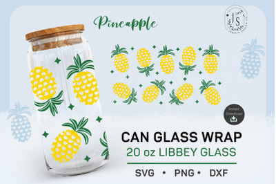 20oz Pineapple SVG, Fruit Can Glass Full Wrap Seamless