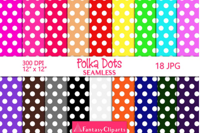 Polka Dots Digital Paper | Dotted Seamless Backgrounds JPG