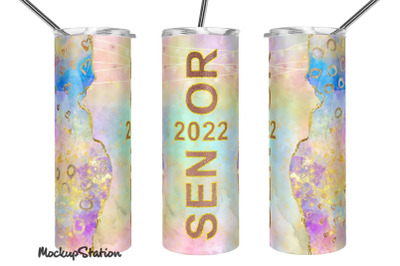 Senior 2022 Tumbler PNG | Graduation 2022 Glitter Design Wrap