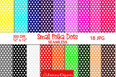 Small Polka Dots Digital Paper | Dotted Seamless Backgrounds