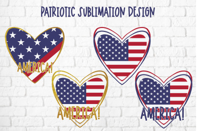 Patriotic heart | 4th of july sublimation design