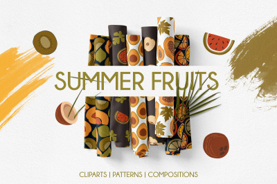 Tropical fruits - summer art collection