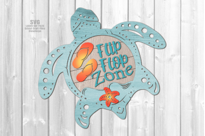 Flip Flop Turtle Sign SVG | Retro Beach SVG Laser Cut Files Glowforge