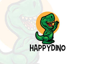 Happy Dino Cartoon Logo