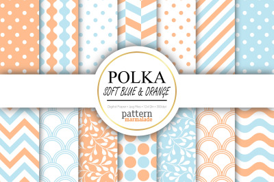 Polka Soft Blue And Orange Digital Paper - BV050D