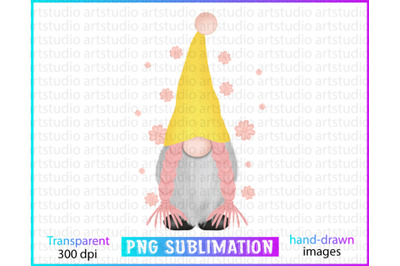 summer gnome girl sublimation, summer sublimation