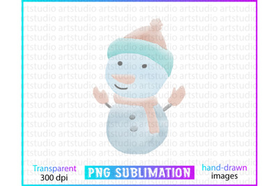 watercolor snowman sublimation, snowman clipart