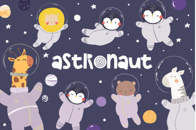 Space astronaut animals vector