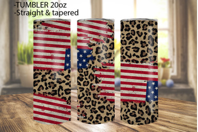 America Leopard Tumbler Graphic Design